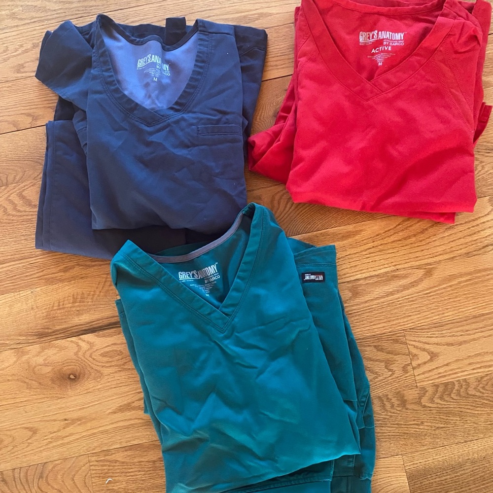 Grey's Anatomy  V-Neck Scrub sets - Red, Gray & Green